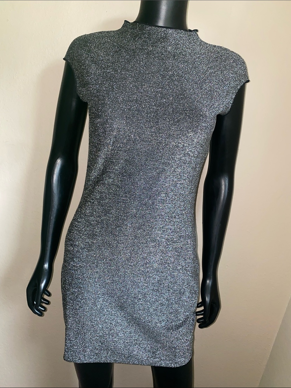 H&M Sparkle Shimmer Shine Mini Dress in Metallic Black Gray NWTs